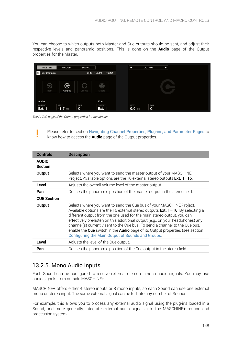 Mono audio inputs | Native Instruments MASCHINE+ Standalone Production and Performance Instrument User Manual | Page 155 / 215