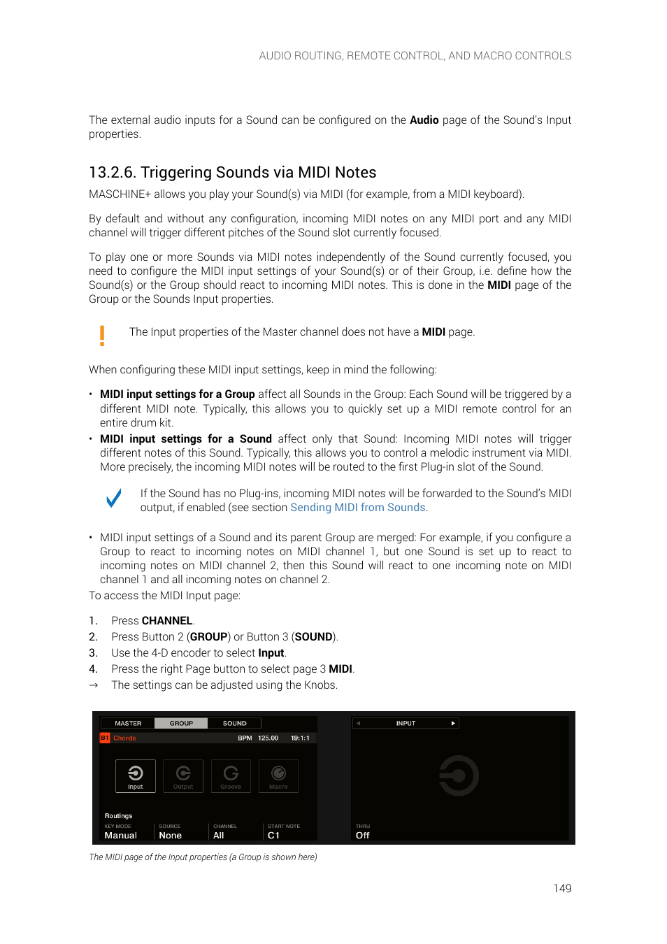 Triggering sounds via midi notes, Triggering, Sounds via midi notes | Native Instruments MASCHINE+ Standalone Production and Performance Instrument User Manual | Page 156 / 215