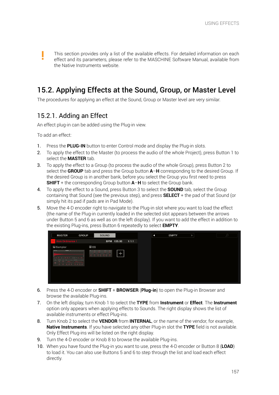 Adding an effect | Native Instruments MASCHINE+ Standalone Production and Performance Instrument User Manual | Page 164 / 215