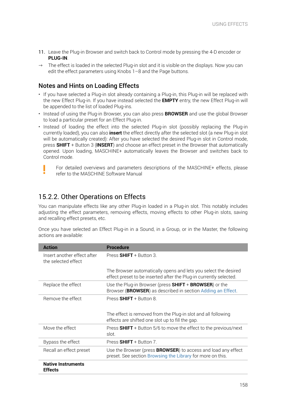 Other operations on effects | Native Instruments MASCHINE+ Standalone Production and Performance Instrument User Manual | Page 165 / 215