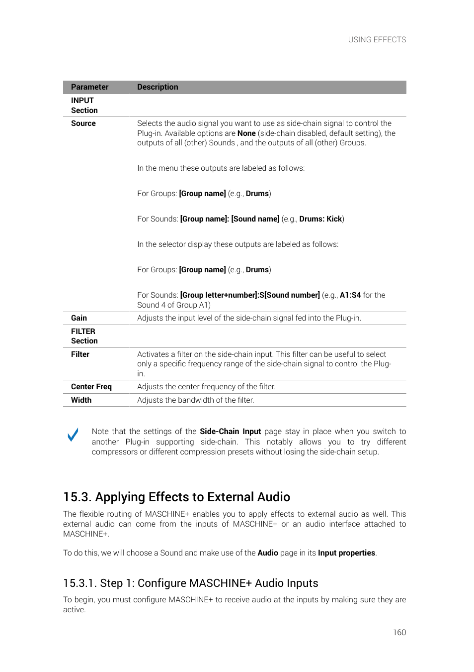 Applying effects to external audio, Step 1: configure maschine+ audio inputs, Y-step use case in | Native Instruments MASCHINE+ Standalone Production and Performance Instrument User Manual | Page 167 / 215