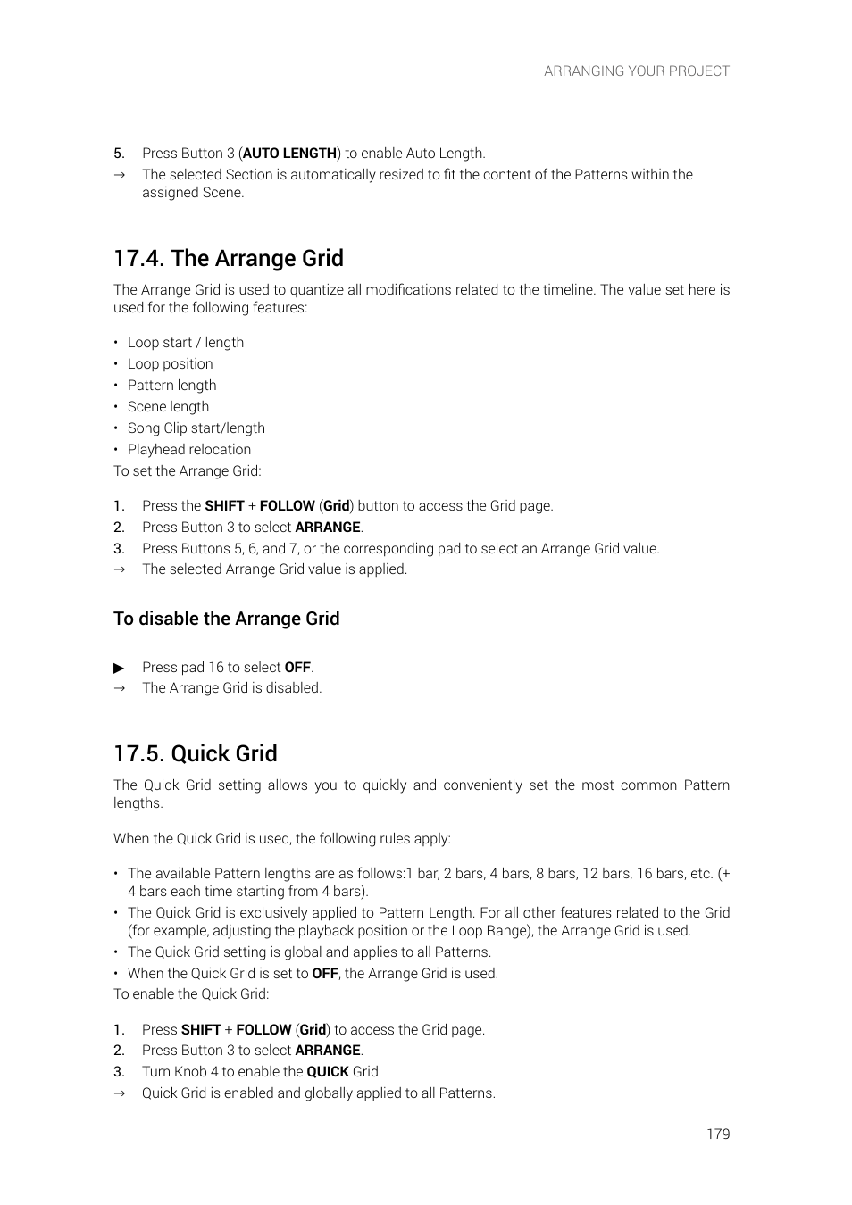 The arrange grid, Quick grid | Native Instruments MASCHINE+ Standalone Production and Performance Instrument User Manual | Page 186 / 215