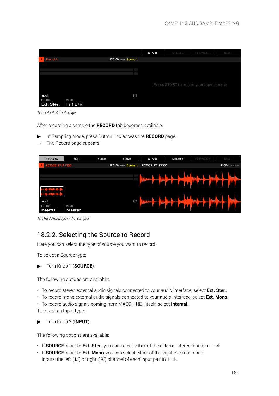 Selecting the source to record | Native Instruments MASCHINE+ Standalone Production and Performance Instrument User Manual | Page 188 / 215