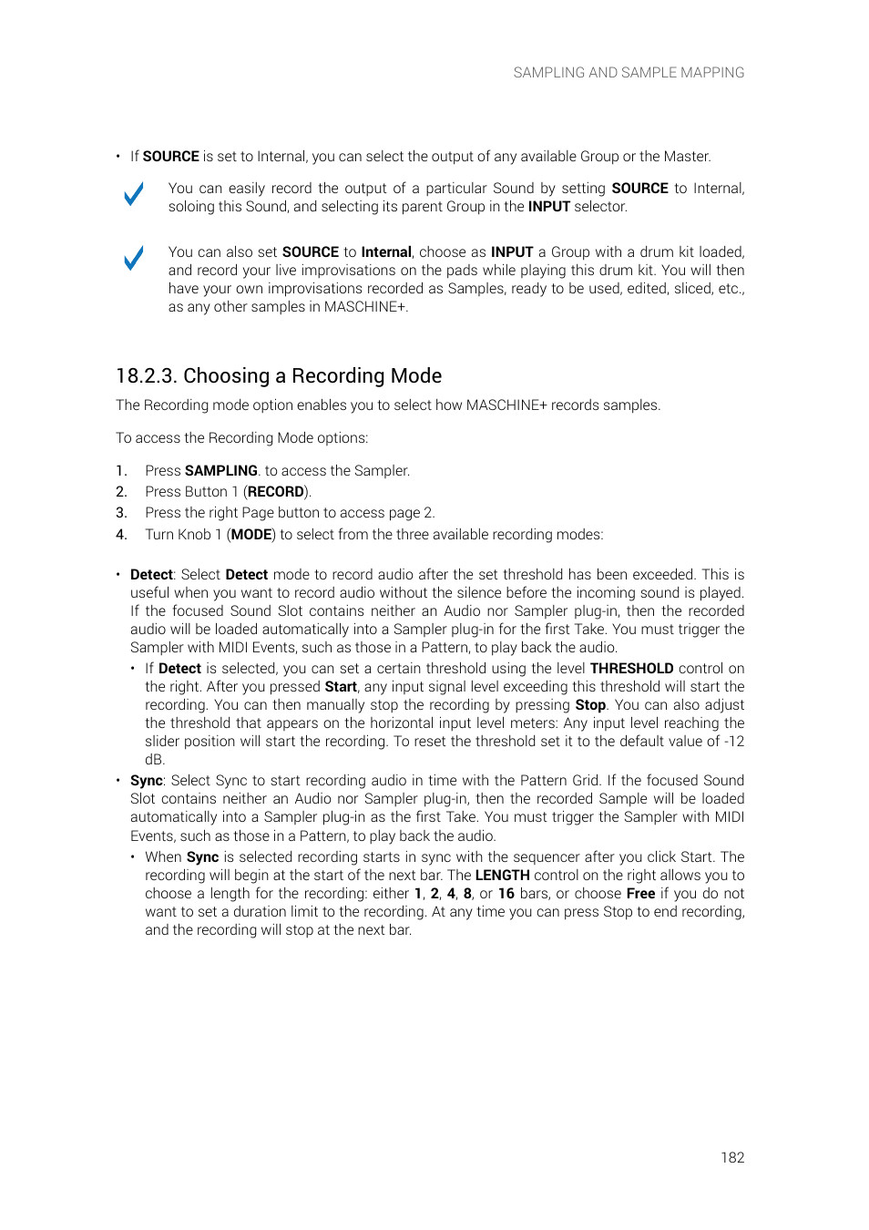 Choosing a recording mode | Native Instruments MASCHINE+ Standalone Production and Performance Instrument User Manual | Page 189 / 215
