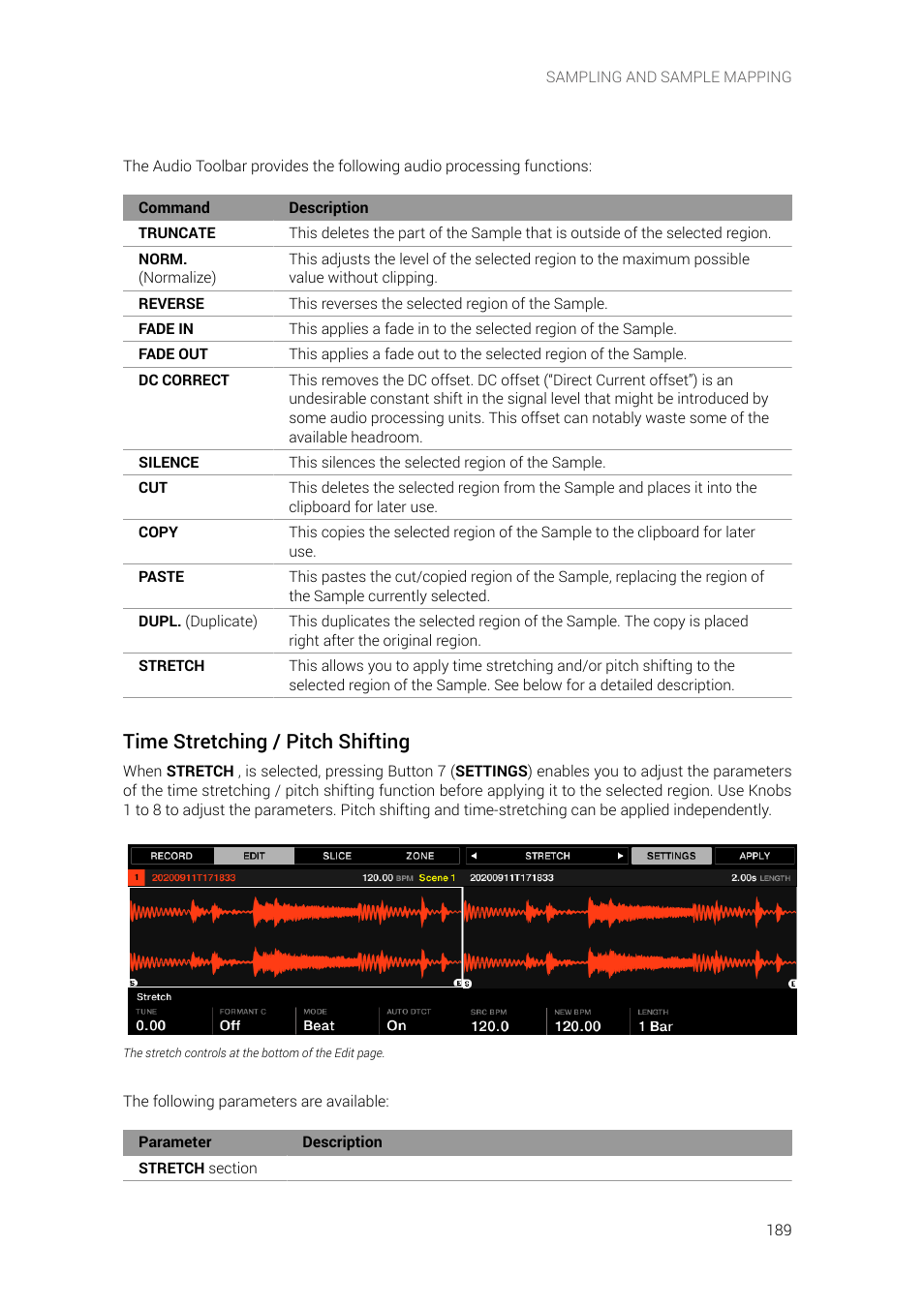 Time stretching / pitch shifting | Native Instruments MASCHINE+ Standalone Production and Performance Instrument User Manual | Page 196 / 215