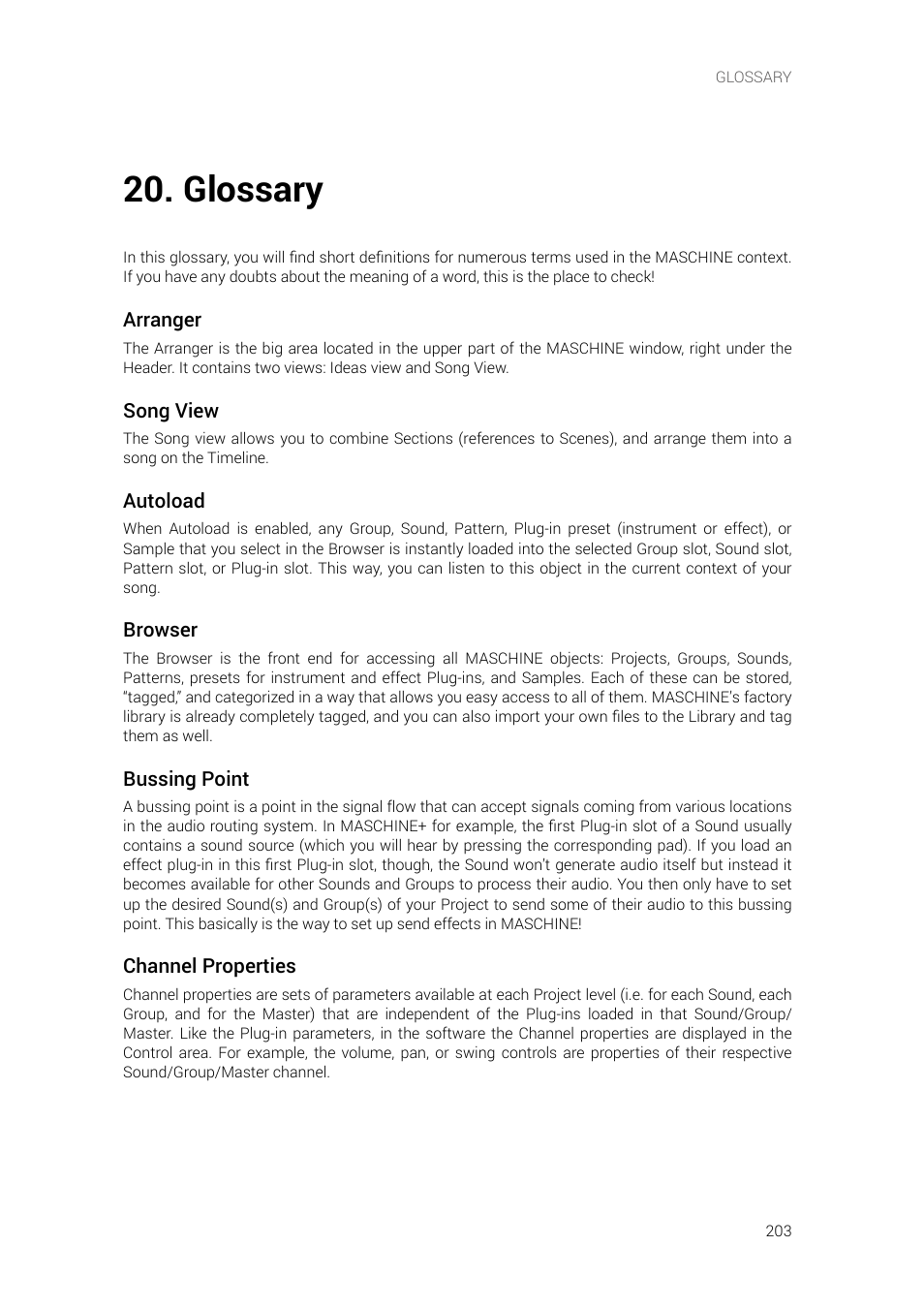 Glossary | Native Instruments MASCHINE+ Standalone Production and Performance Instrument User Manual | Page 210 / 215