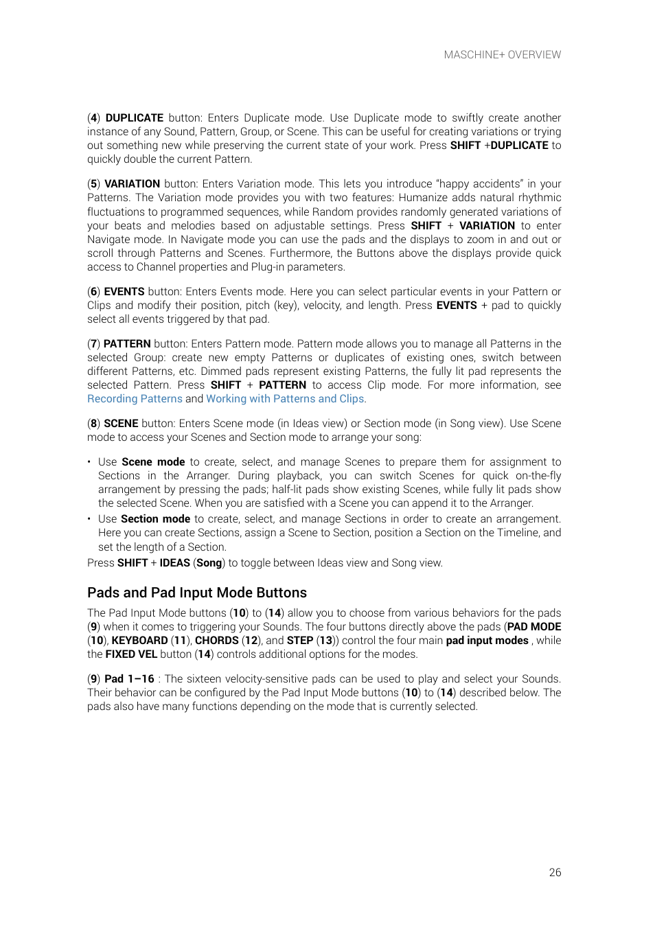 Pads and pad input mode buttons | Native Instruments MASCHINE+ Standalone Production and Performance Instrument User Manual | Page 33 / 215