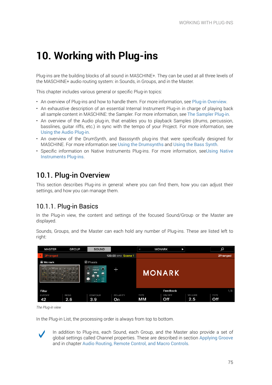 Working with plug-ins, Plug-in overview, Plug-in basics | O chapter | Native Instruments MASCHINE+ Standalone Production and Performance Instrument User Manual | Page 82 / 215