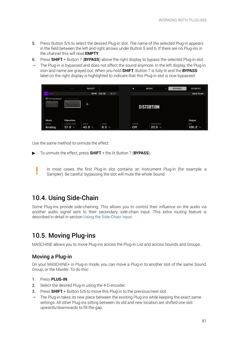 Using side-chain, Moving plug-ins, Moving a plug-in | Native Instruments MASCHINE+ Standalone Production and Performance Instrument User Manual | Page 88 / 215