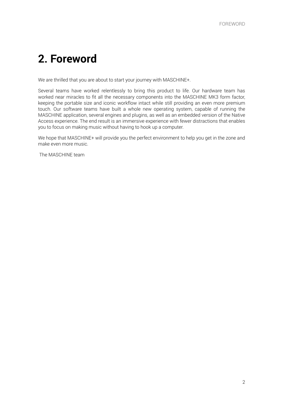 Foreword | Native Instruments MASCHINE+ Standalone Production and Performance Instrument User Manual | Page 9 / 215