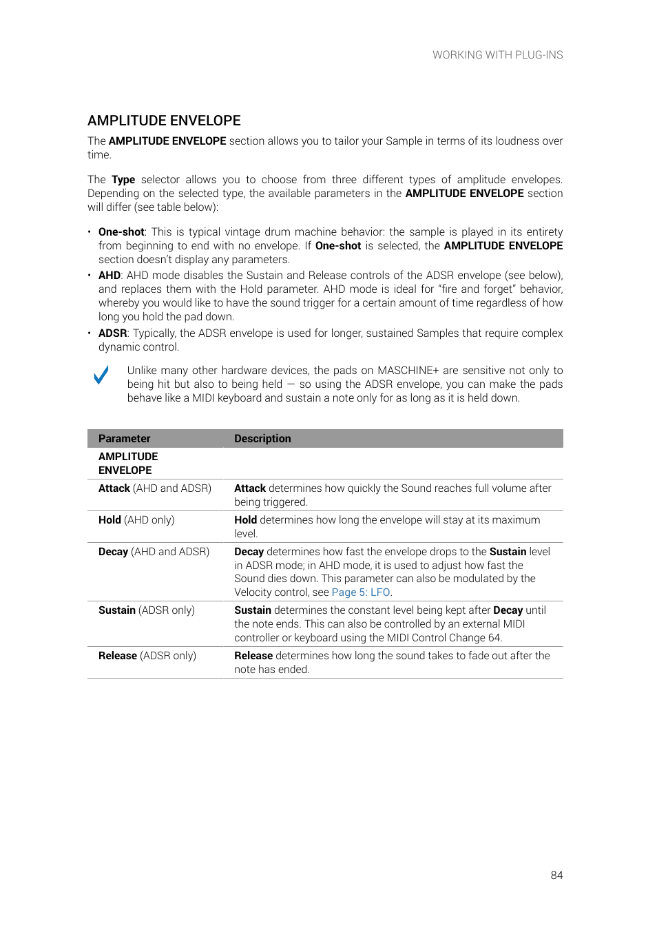 Amplitude envelope | Native Instruments MASCHINE+ Standalone Production and Performance Instrument User Manual | Page 91 / 215