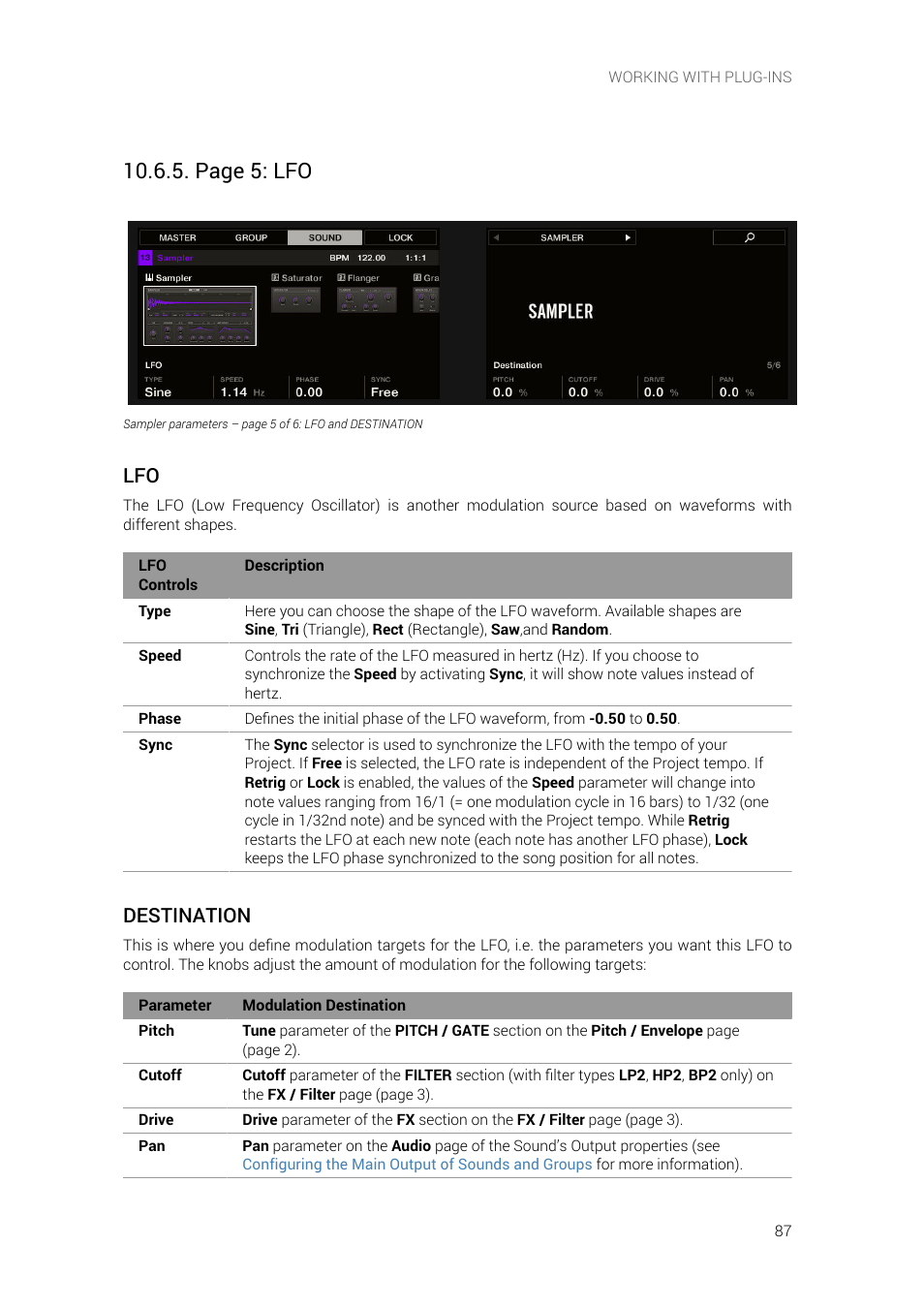 Ol, see, Page 5: lfo, Destination | Native Instruments MASCHINE+ Standalone Production and Performance Instrument User Manual | Page 94 / 215