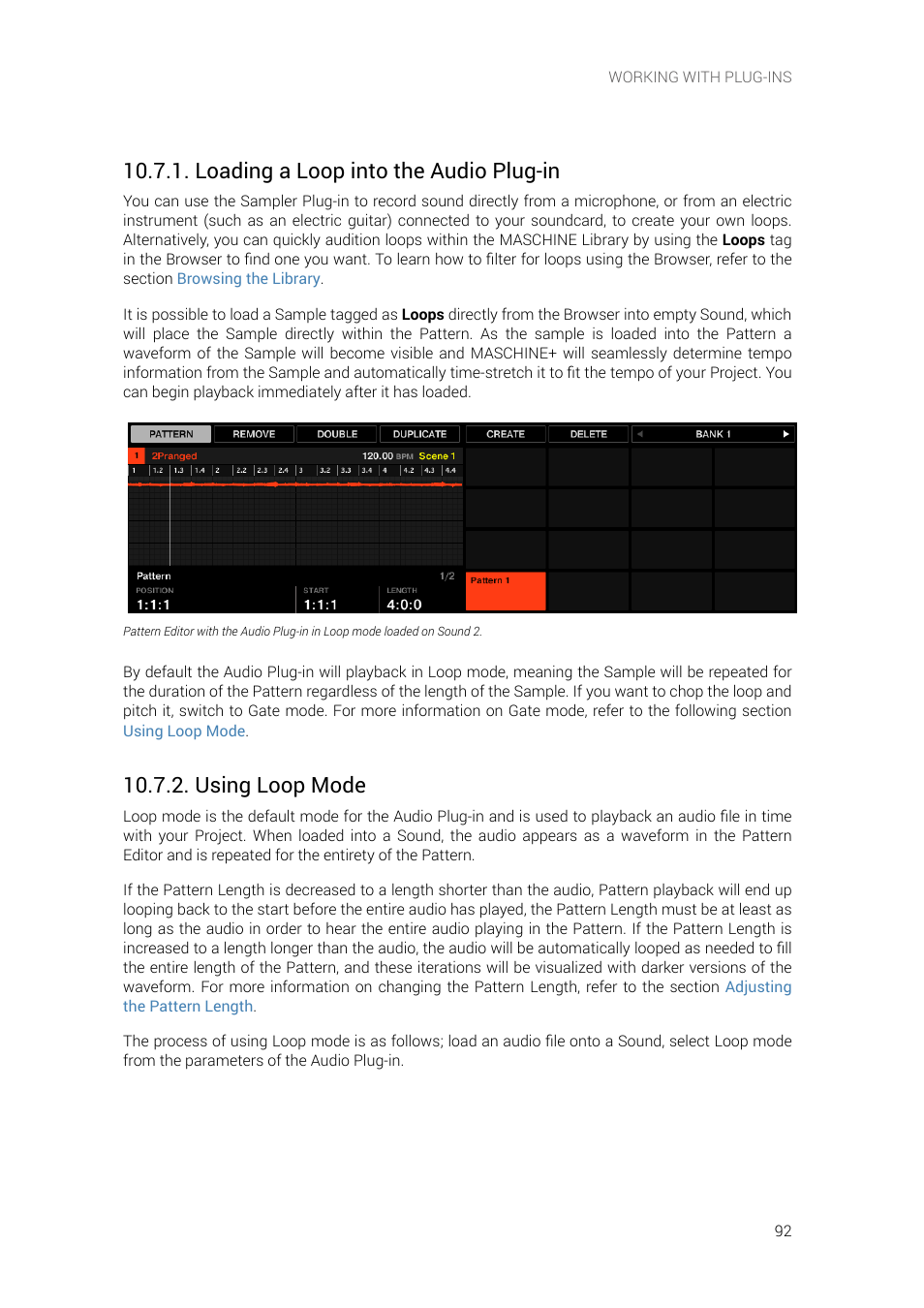 Loading a loop into the audio plug-in, Using loop mode | Native Instruments MASCHINE+ Standalone Production and Performance Instrument User Manual | Page 99 / 215