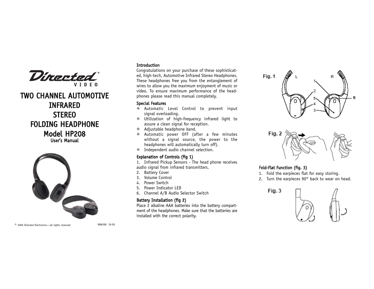 Directed Electronics N88208 User Manual | 2 pages