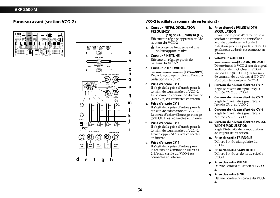 Panneau avant (section vco-2) | KORG ARP 2600 M Analog Synthesizer Module with Carrying Case User Manual | Page 30 / 116