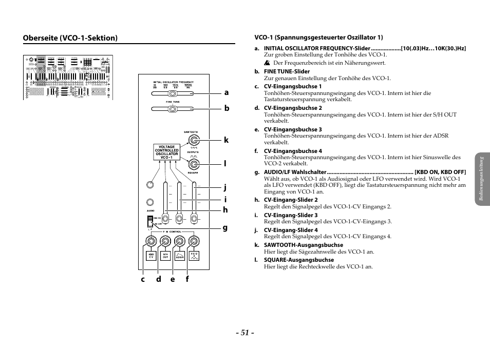 Oberseite (vco-1-sektion) | KORG ARP 2600 M Analog Synthesizer Module with Carrying Case User Manual | Page 51 / 116