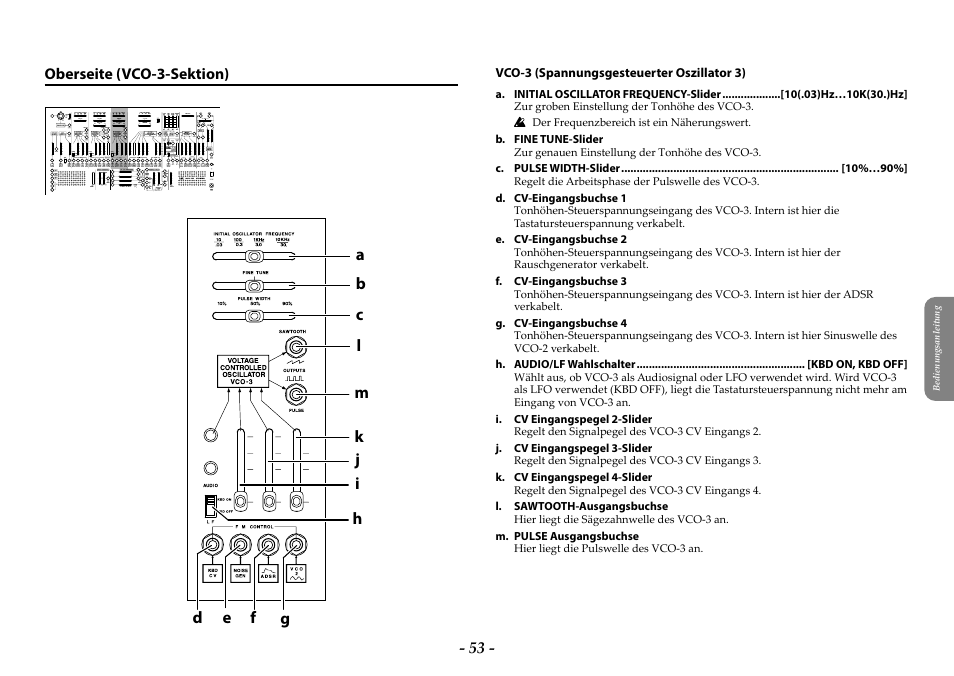 Oberseite (vco-3-sektion) | KORG ARP 2600 M Analog Synthesizer Module with Carrying Case User Manual | Page 53 / 116