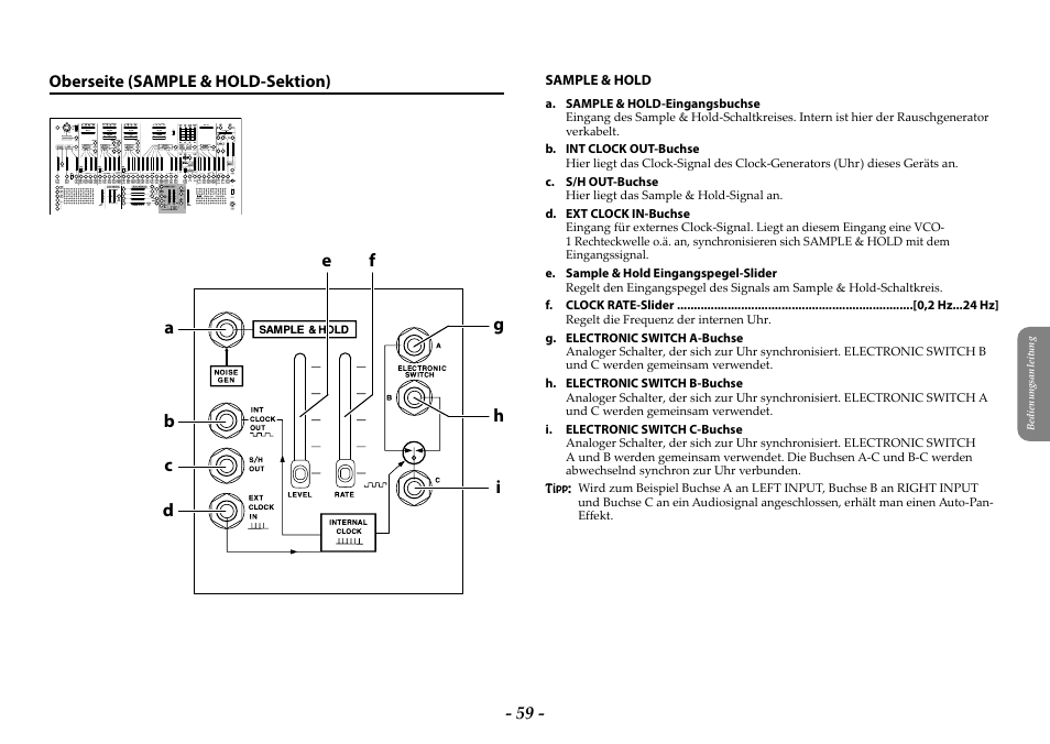 Oberseite (sample & hold-sektion) | KORG ARP 2600 M Analog Synthesizer Module with Carrying Case User Manual | Page 59 / 116