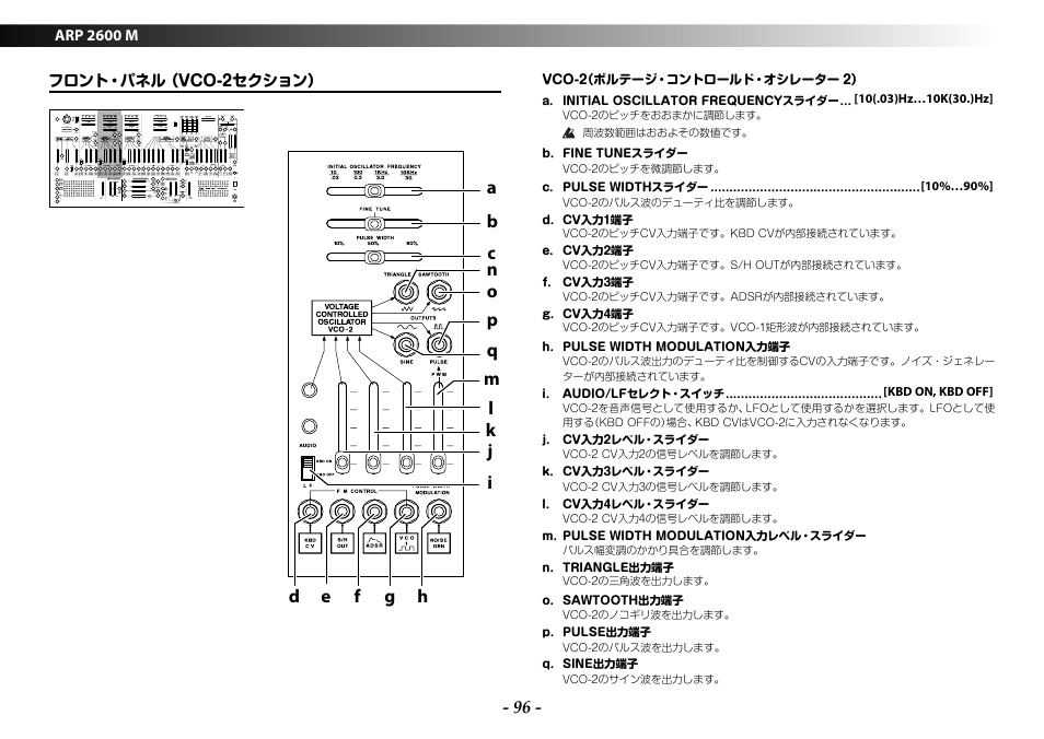 フロント・パネル （vco-2セクション | KORG ARP 2600 M Analog Synthesizer Module with Carrying Case User Manual | Page 96 / 116