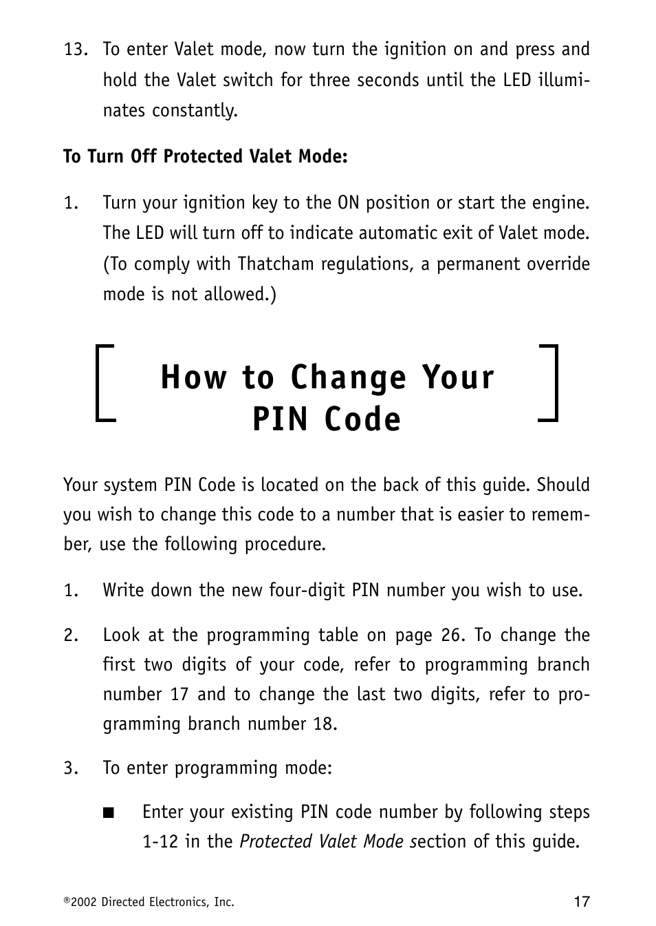 How to change your pin code | Directed Electronics MAXX3 User Manual | Page 17 / 34