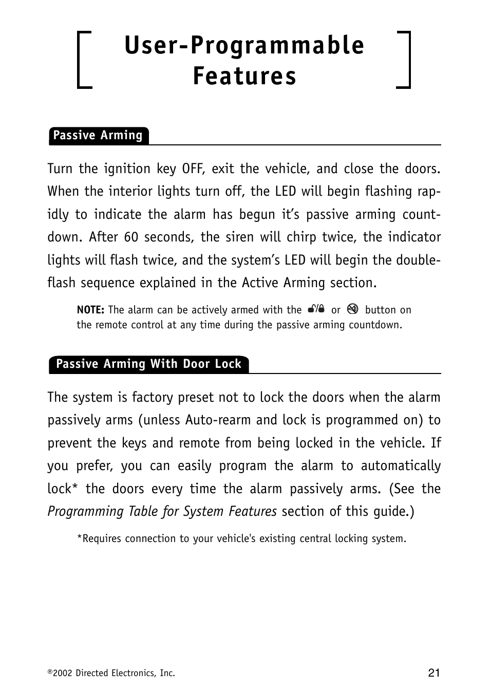 User-programmable features | Directed Electronics MAXX3 User Manual | Page 21 / 34