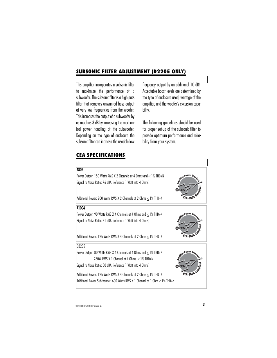 Directed Electronics A1004 User Manual | Page 21 / 23