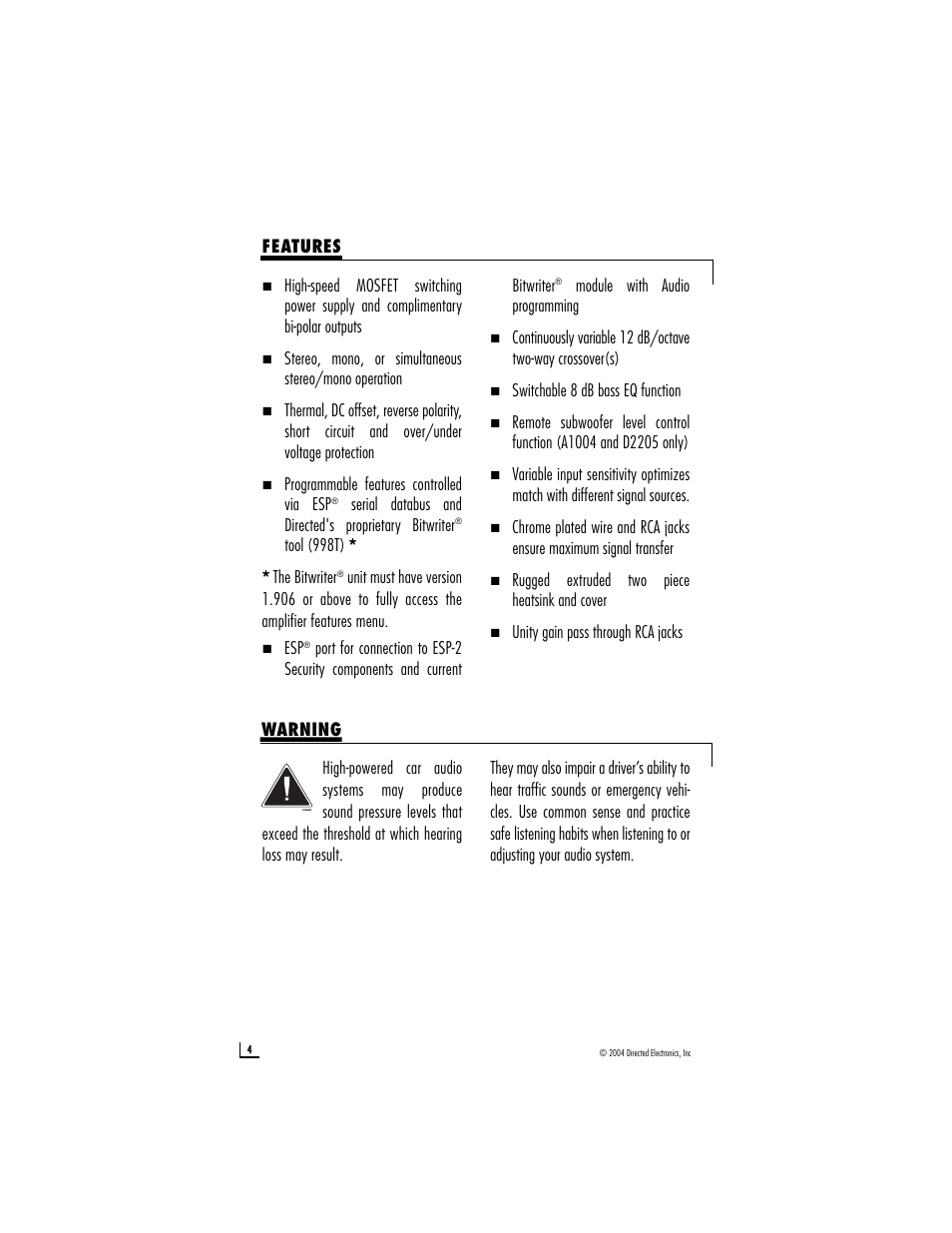 Directed Electronics A1004 User Manual | Page 4 / 23