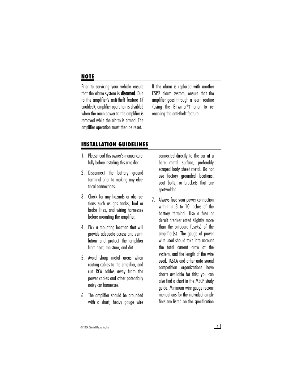 Directed Electronics A1004 User Manual | Page 5 / 23