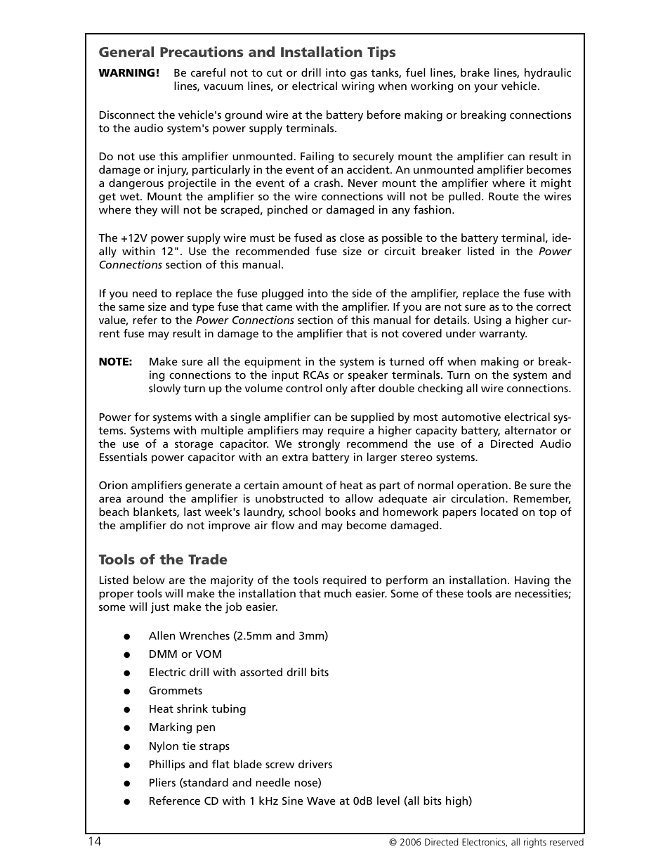 General precautions and installation tips, Tools of the trade | Directed Electronics HCCA-D1200 User Manual | Page 15 / 24