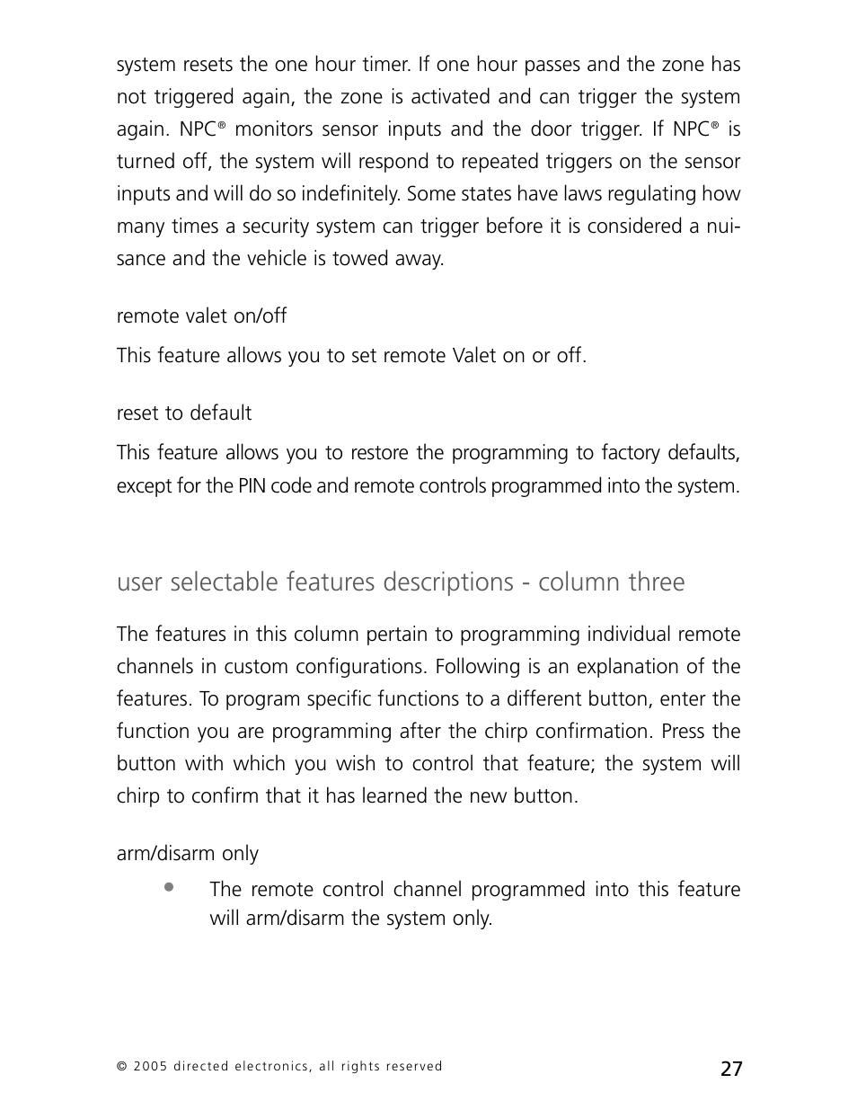 Directed Electronics 3000 User Manual | Page 30 / 38
