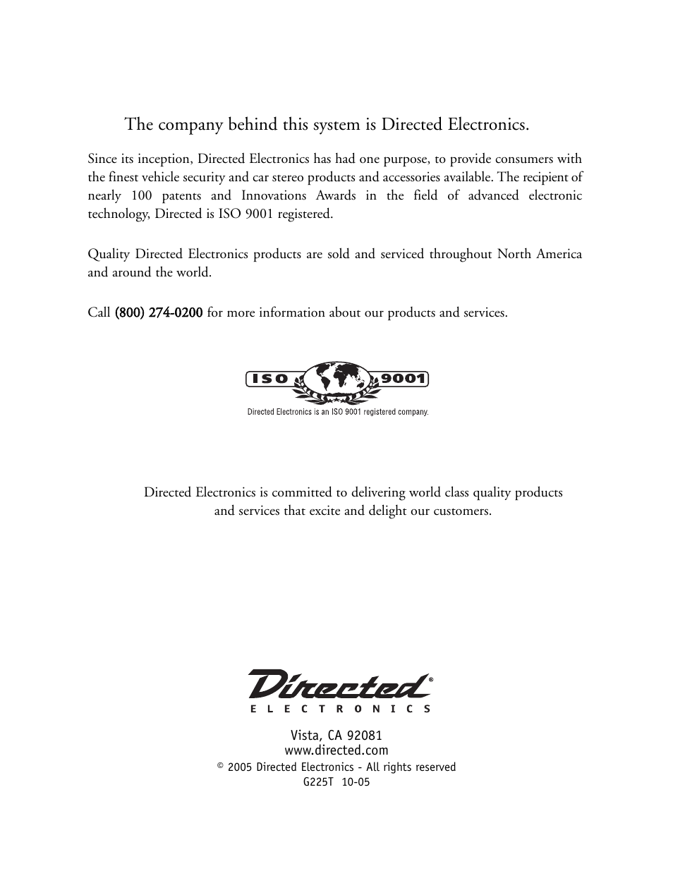 Directed Electronics 3000 User Manual | Page 38 / 38