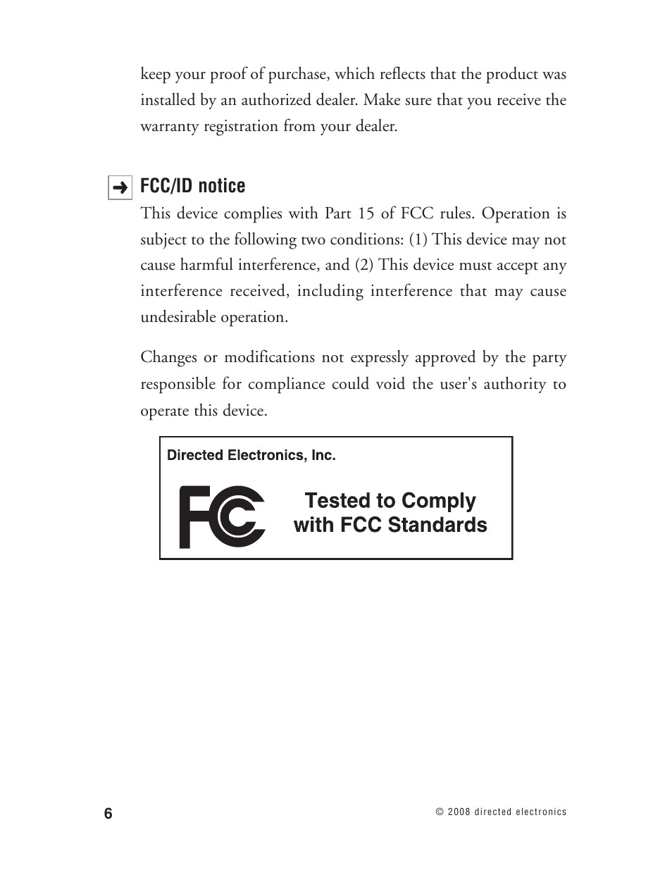 Fcc/id notice | Directed Electronics Matrix1X User Manual | Page 11 / 51