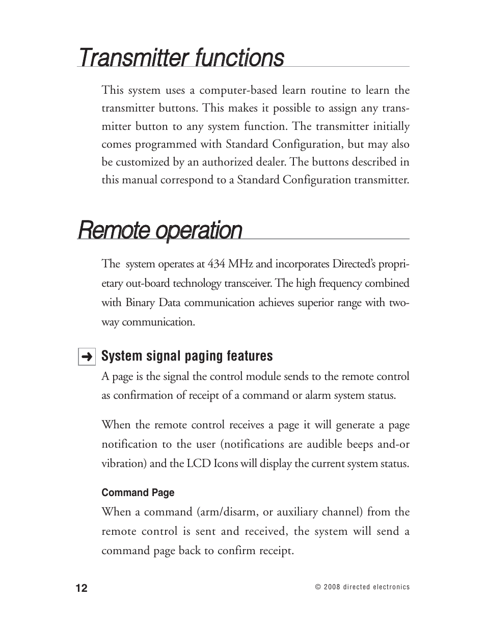 Rre em mo otte e o op pe erra attiio on n | Directed Electronics Matrix1X User Manual | Page 17 / 51