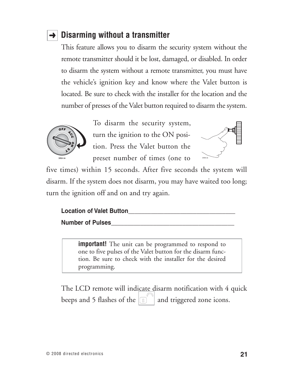 Disarming without a transmitter | Directed Electronics Matrix1X User Manual | Page 26 / 51