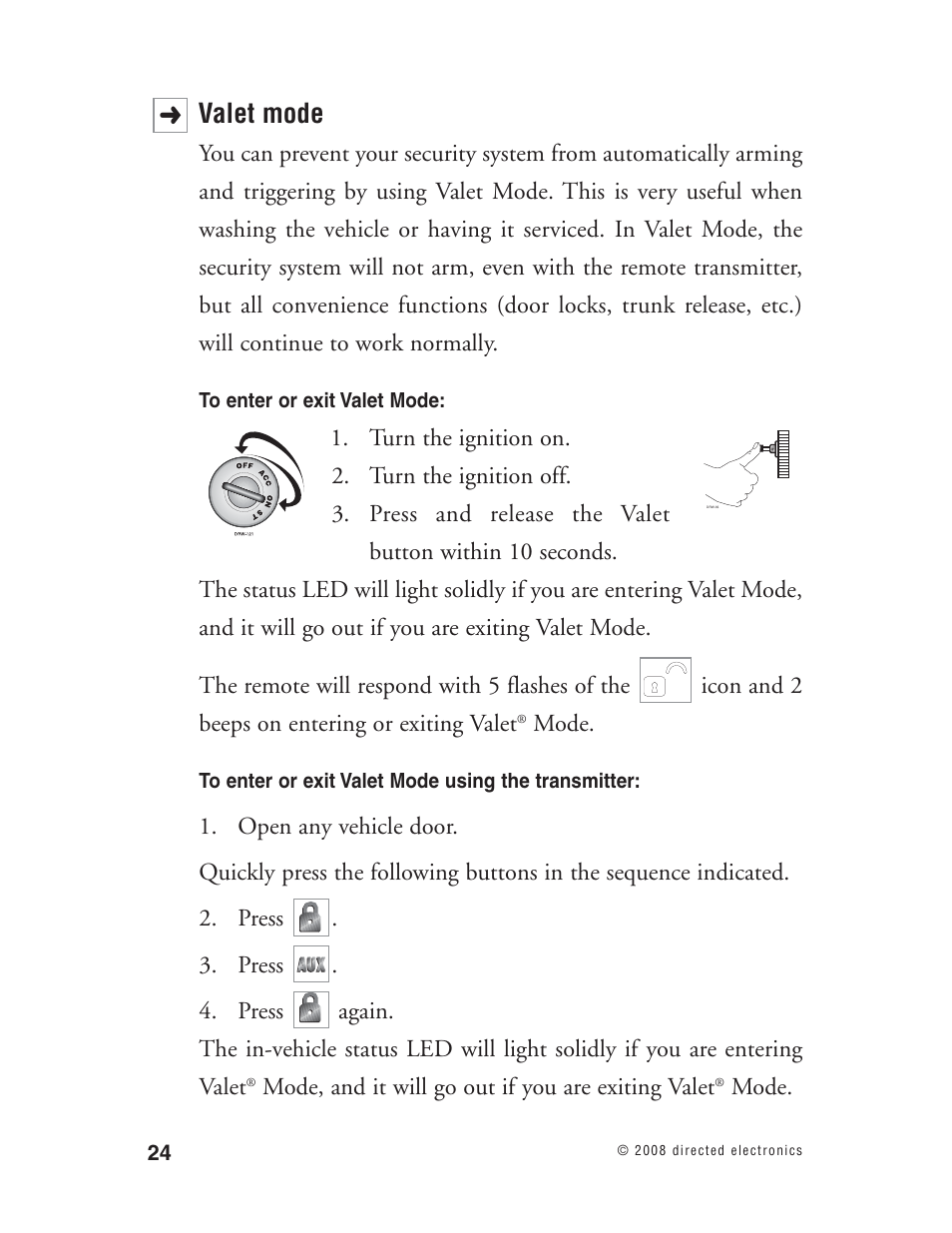 Valet mode | Directed Electronics Matrix1X User Manual | Page 29 / 51