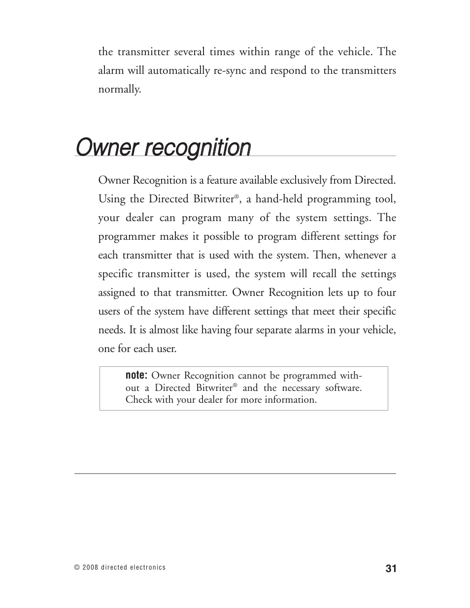 Oow wn ne err rre ec co og gn niittiio on n | Directed Electronics Matrix1X User Manual | Page 36 / 51