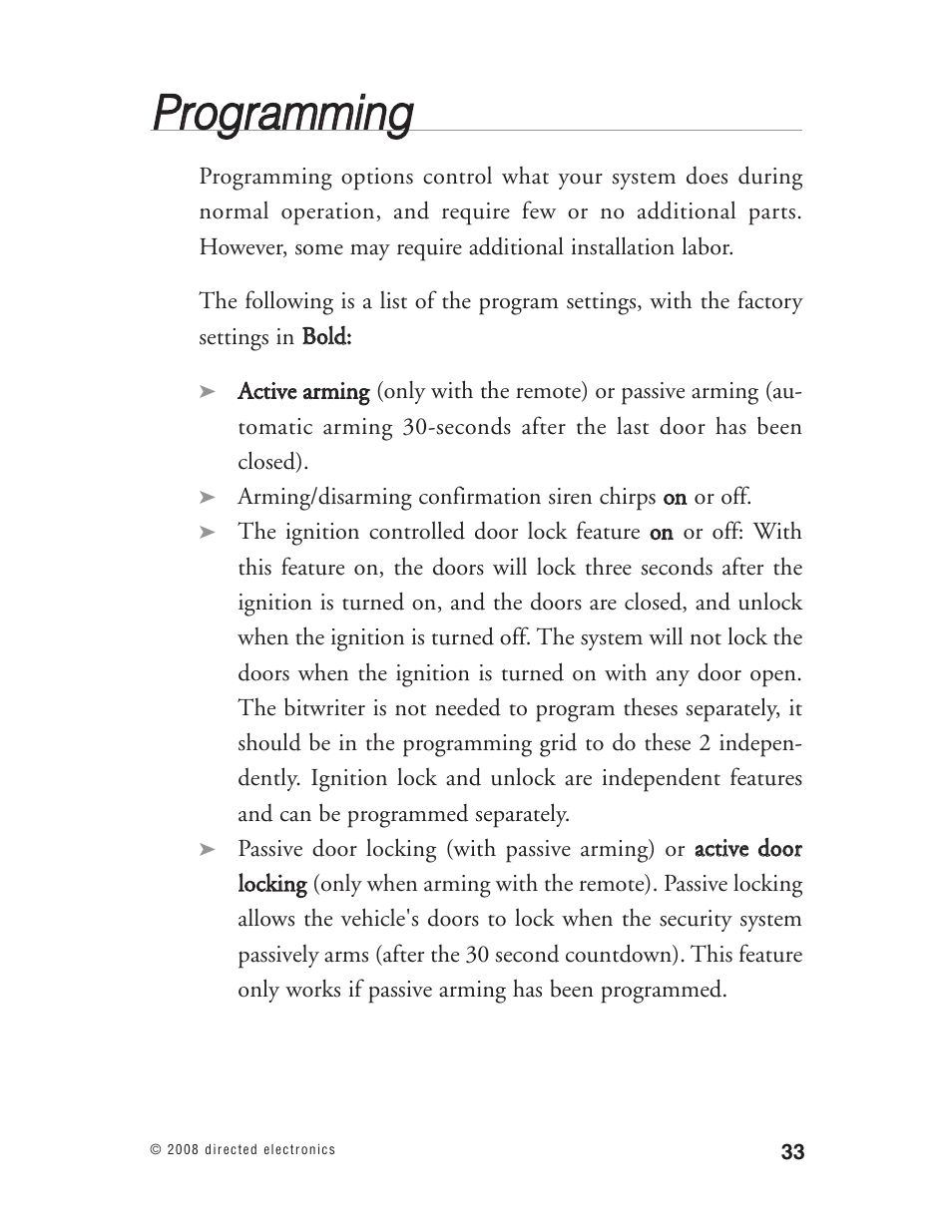 Pprro og grra am mm miin ng g | Directed Electronics Matrix1X User Manual | Page 38 / 51