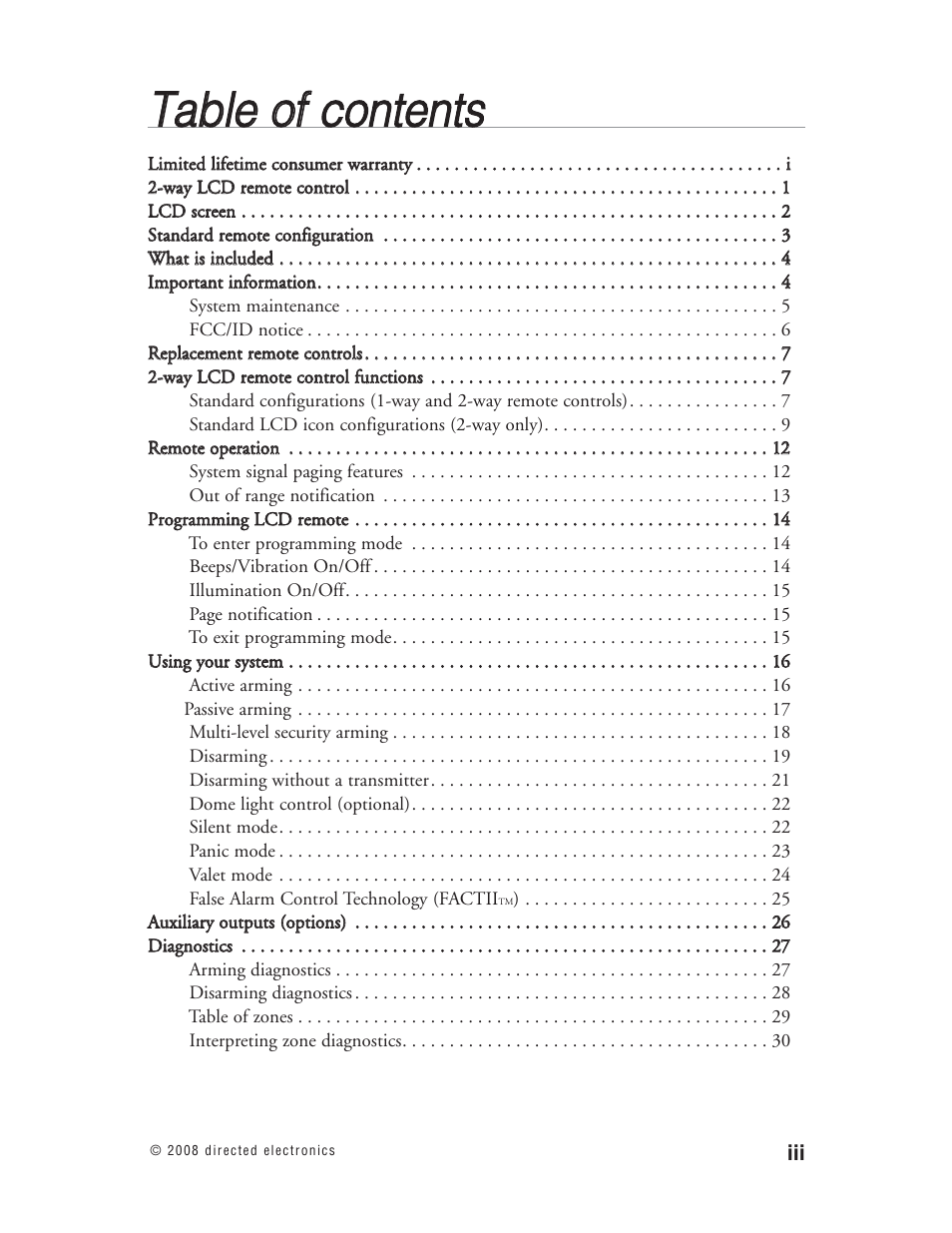 Tta ab blle e o off c co on ntte en nttss | Directed Electronics Matrix1X User Manual | Page 4 / 51