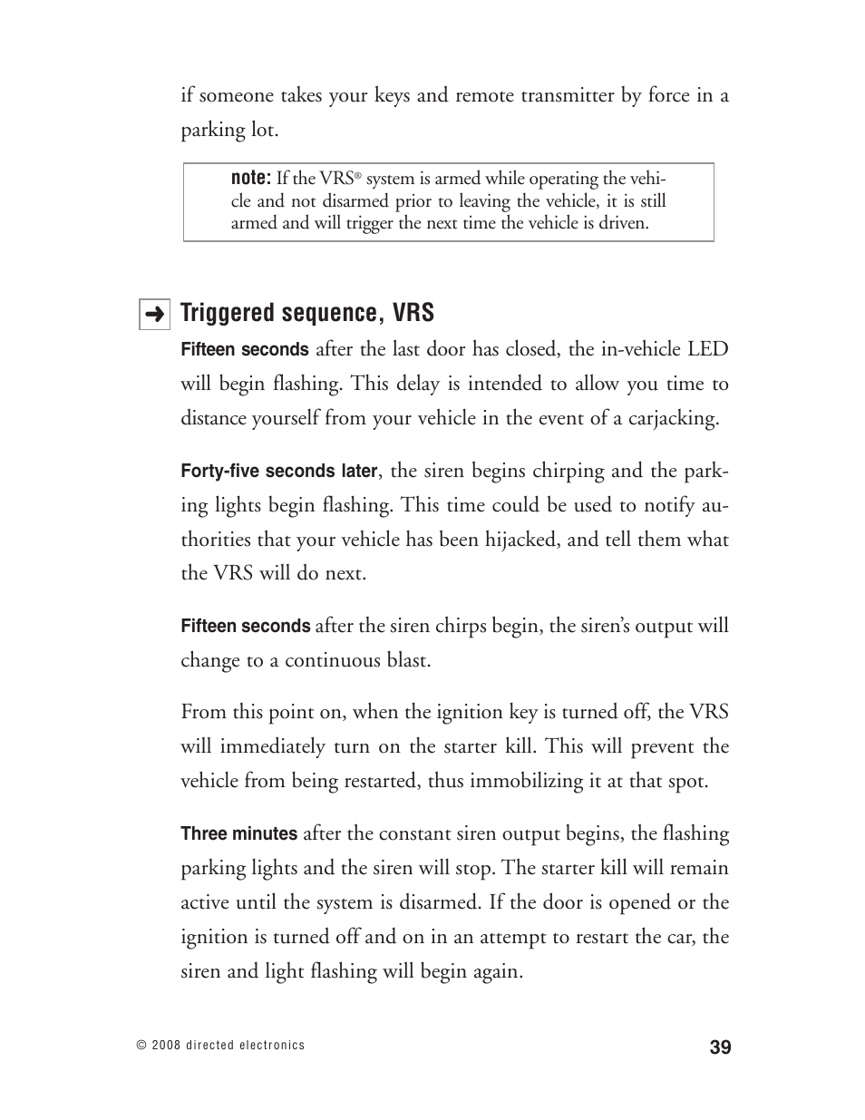 Triggered sequence, vrs | Directed Electronics Matrix1X User Manual | Page 44 / 51