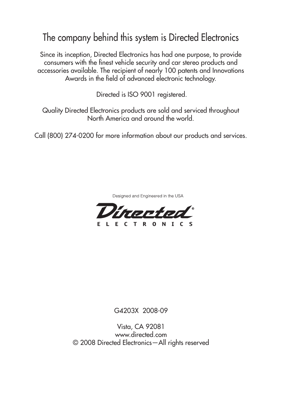 Directed Electronics G4203X User Manual | Page 20 / 20