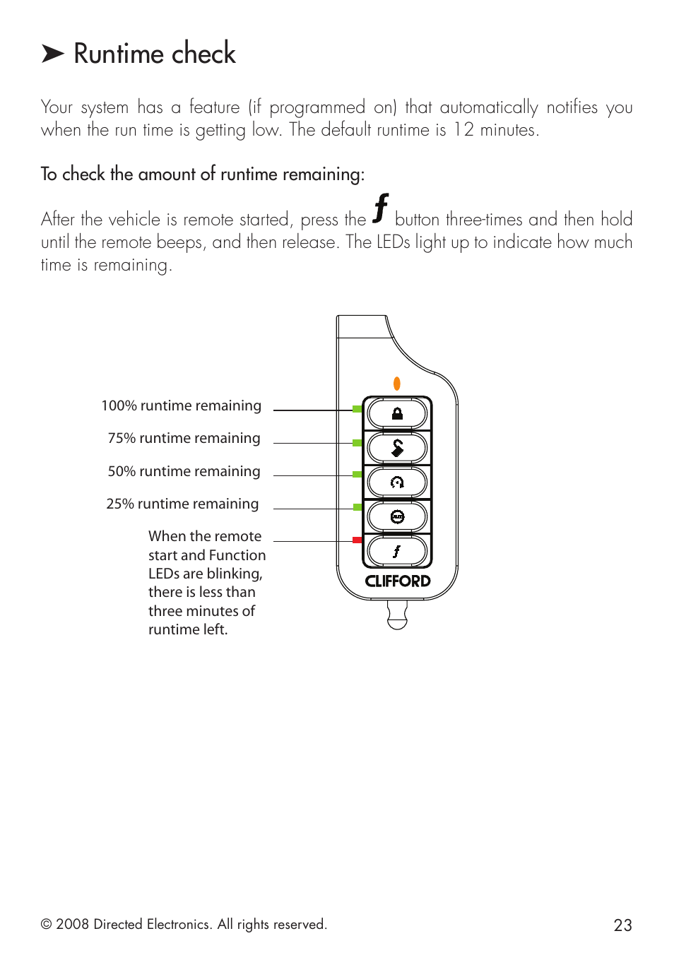 Runtime check | Directed Electronics 1.3X User Manual | Page 23 / 44