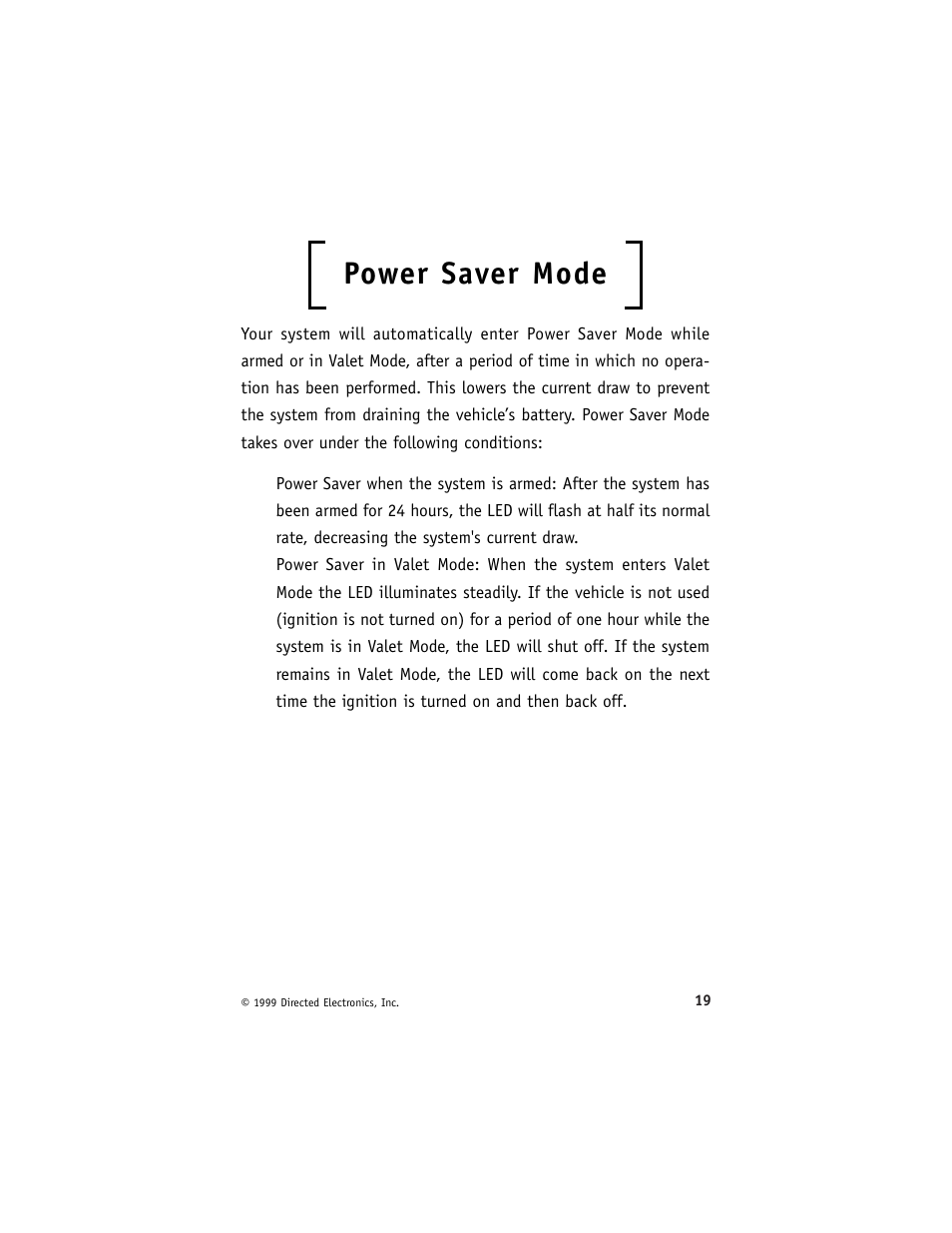 Power saver mode | Directed Electronics 6000 User Manual | Page 23 / 40