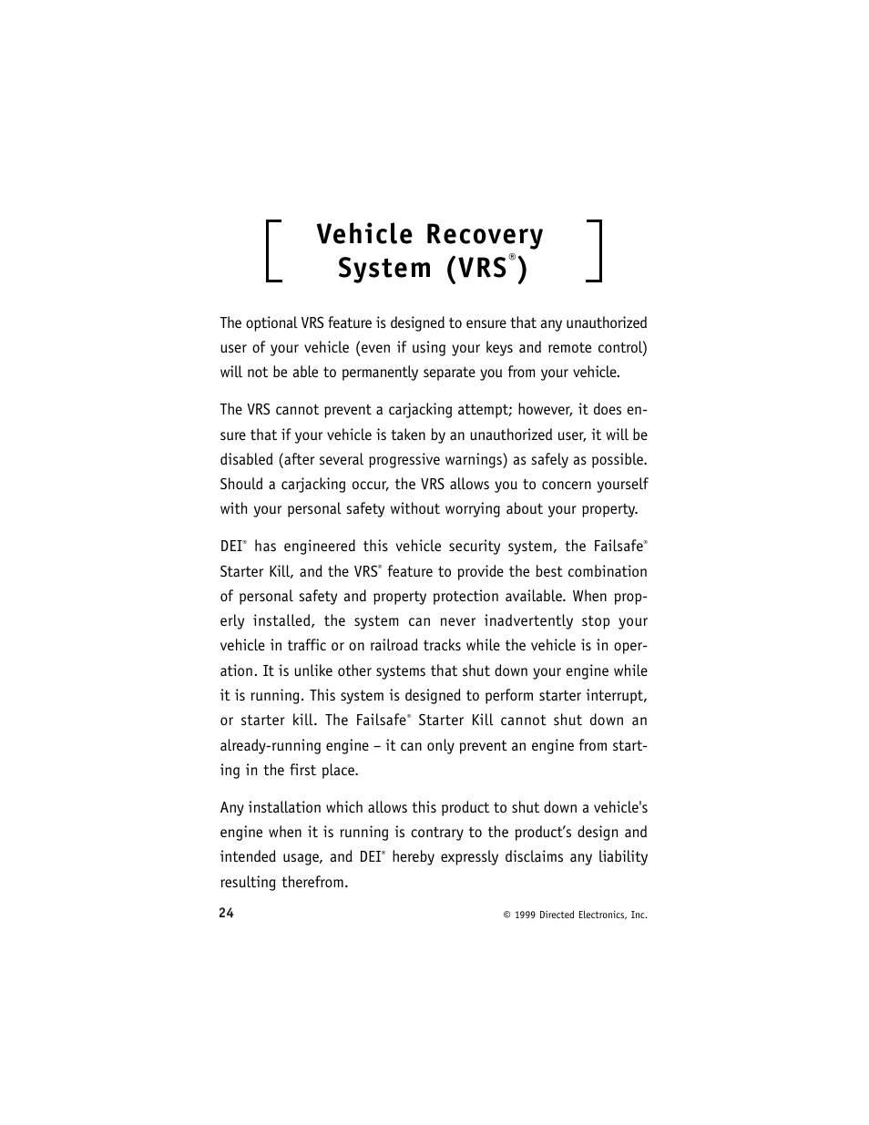 Vehicle recovery system (vrs | Directed Electronics 6000 User Manual | Page 28 / 40