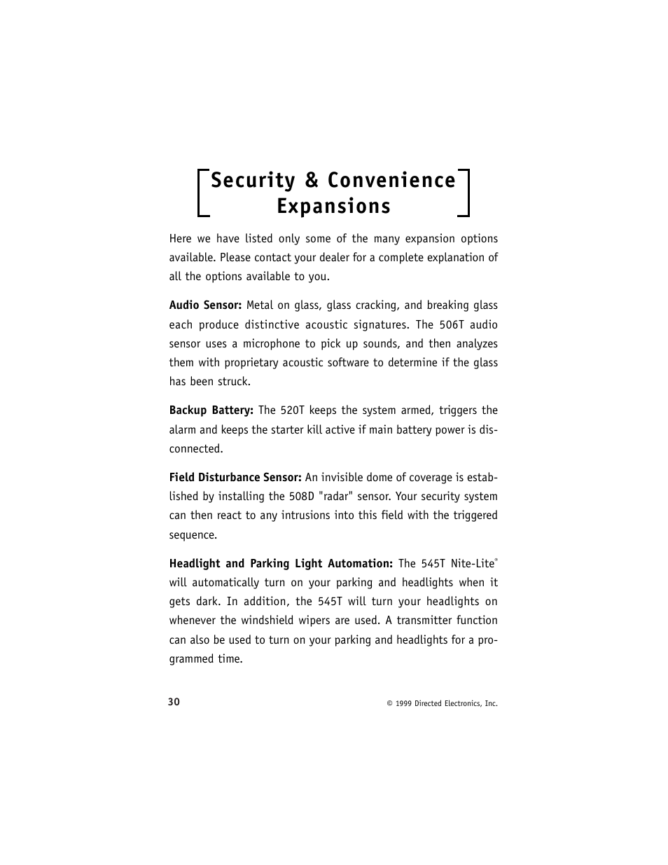 Security & convenience expansions | Directed Electronics 6000 User Manual | Page 34 / 40