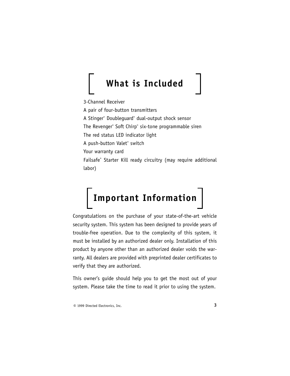 What is included, Important information | Directed Electronics 6000 User Manual | Page 7 / 40