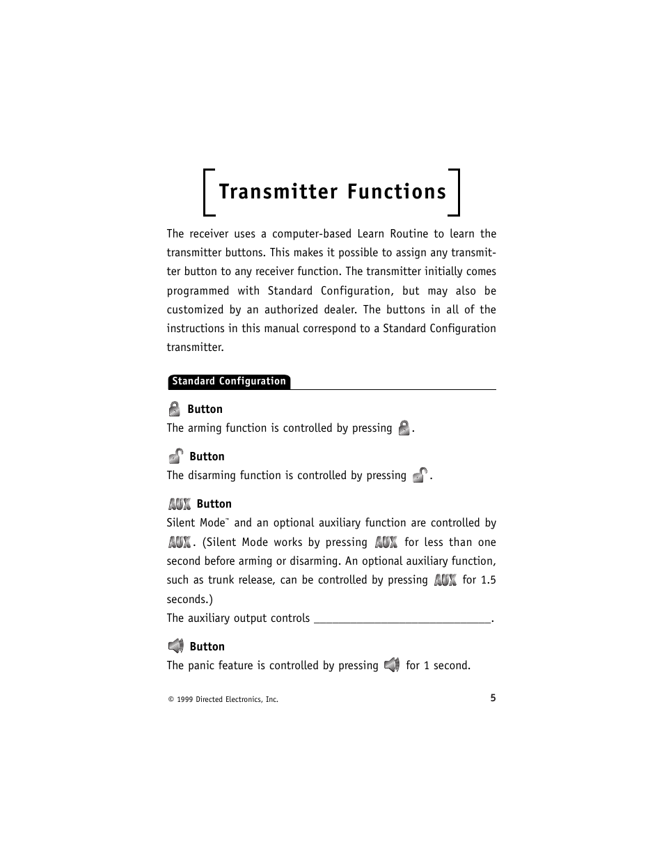 Transmitter functions | Directed Electronics 6000 User Manual | Page 9 / 40