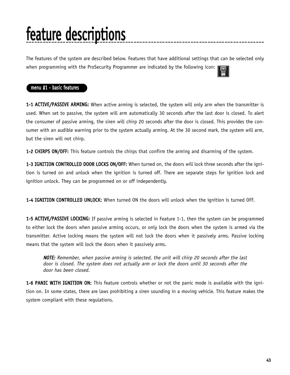Ffeeaattuurree ddeessccrriippttiioonnss | Directed Electronics SR6000 User Manual | Page 43 / 57