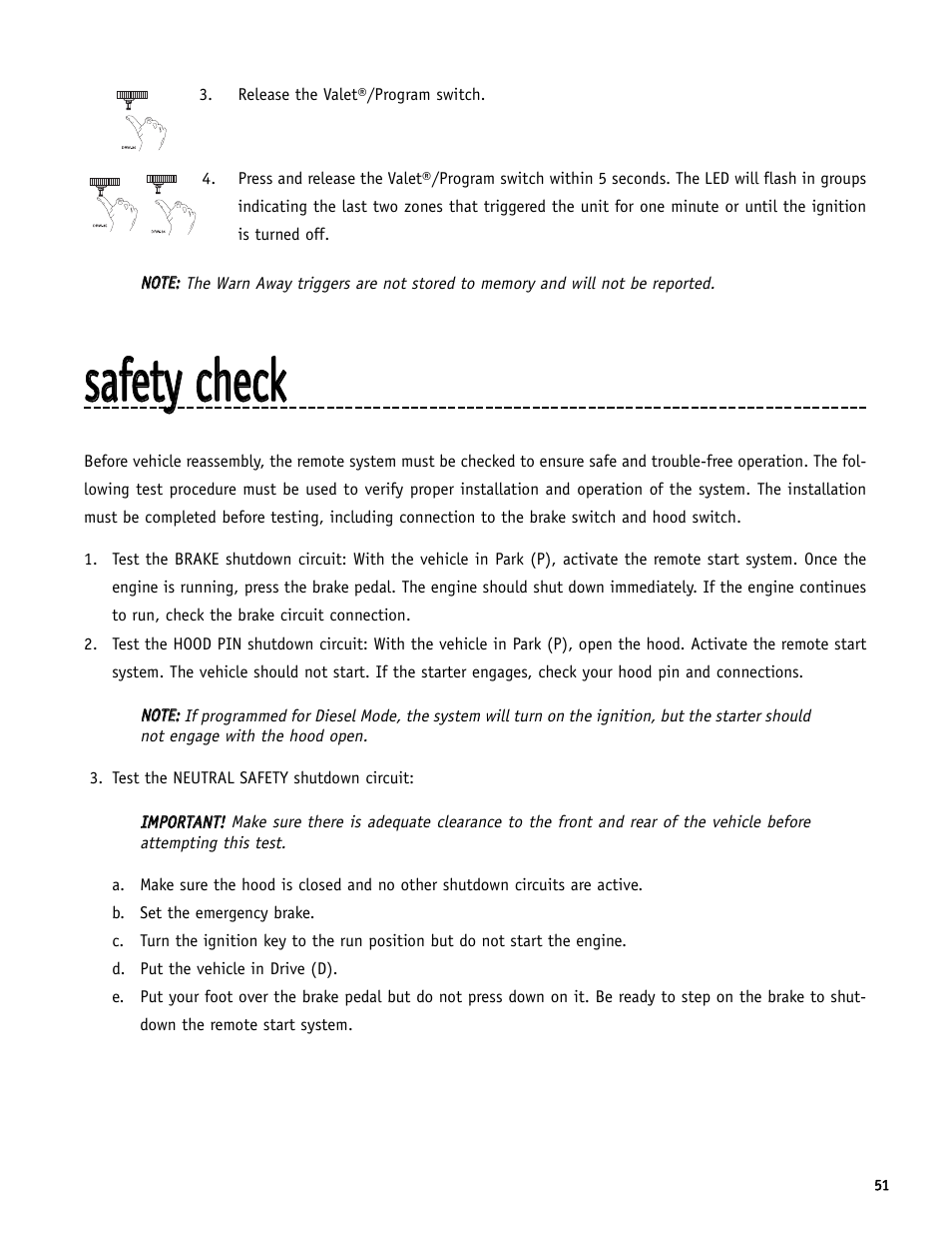 Ssaaffeettyy cchheecckk | Directed Electronics SR6000 User Manual | Page 51 / 57