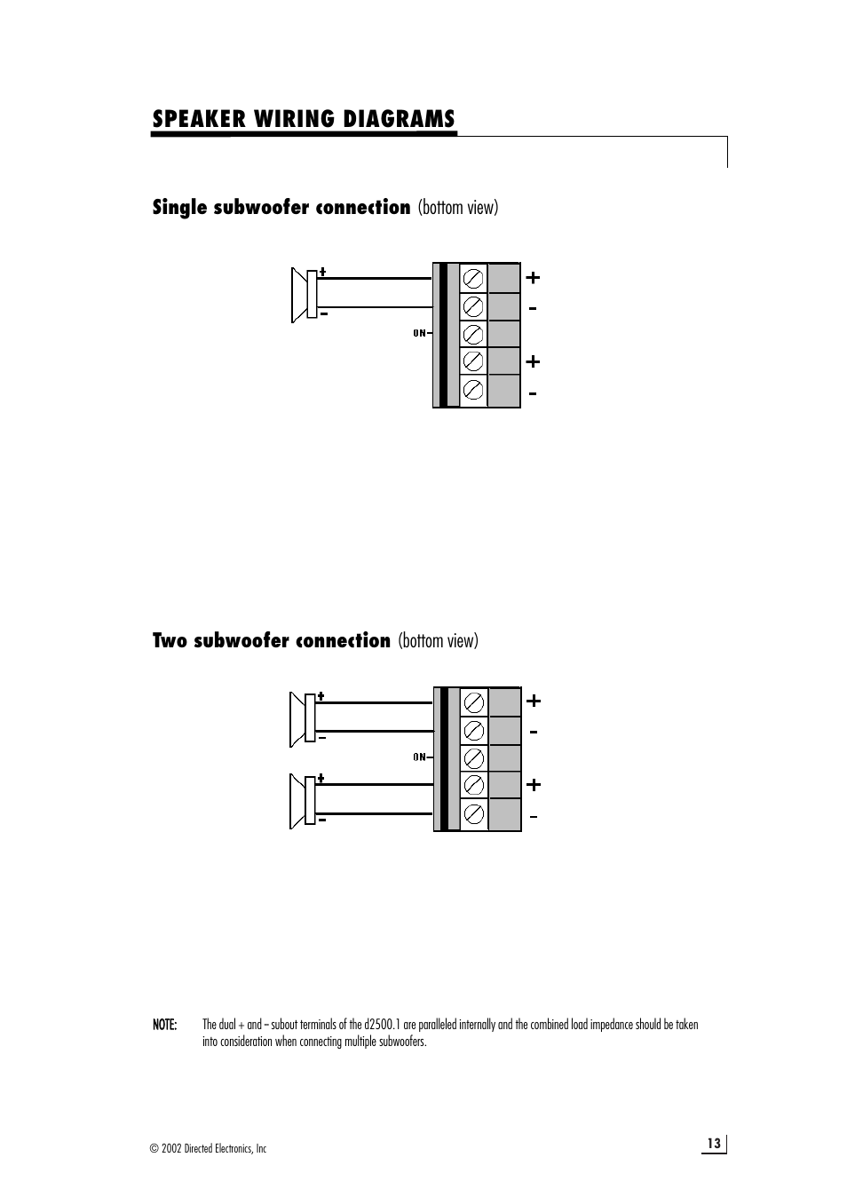 Speaker wiring diagrams | Directed Electronics 64601910 d2500.1 User Manual | Page 13 / 20