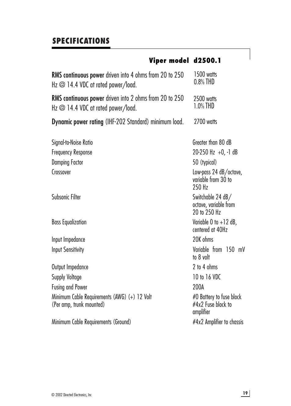 Directed Electronics 64601910 d2500.1 User Manual | Page 19 / 20